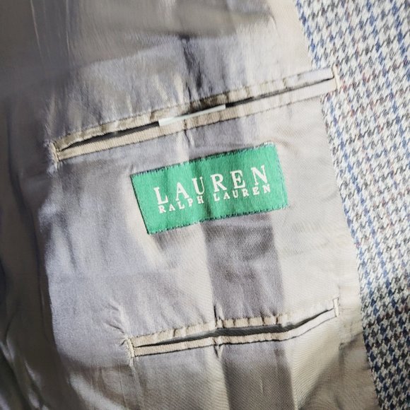 Lauren Ralph Lauren Houndstooth Suit Jacket Blazer 100% Wool Lined Mens 54R - Picture 11 of 13